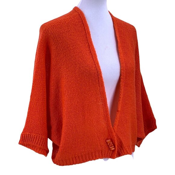 NWT La Fee Maraboutee Flame Orange Mohair Cocoon Cardigan Sweater Size 1/S - Picture 1 of 7